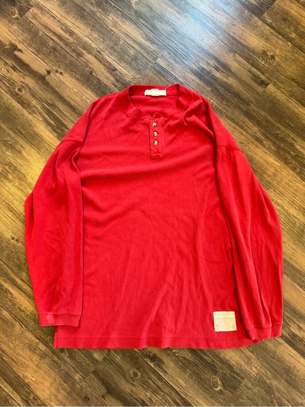 Vtg Abercrombie & Fitch 90’s Y2K Adirondack Trail Red Henley L